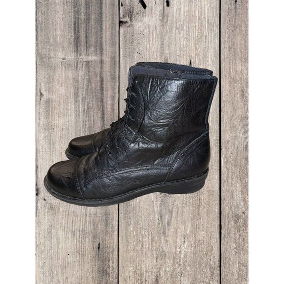 Clarks Black Lace Up Boots - Picture 3 of 9